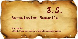 Barbulovics Samuella névjegykártya
